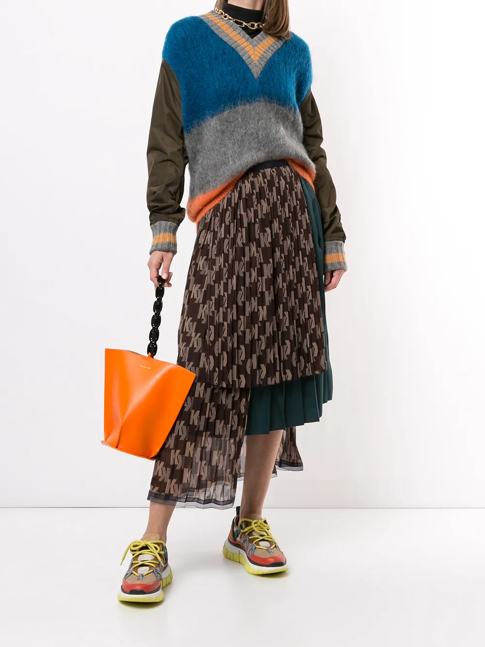 Kolor Trui met colourblocking - Blauw