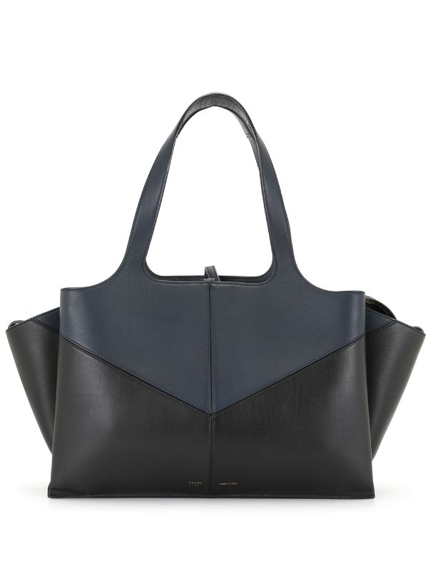 celine black leather large tote bag