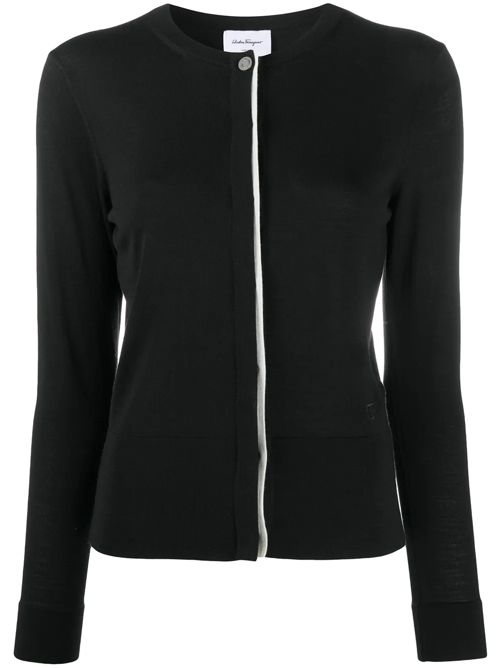 FERRAGAMO CONTRASTING TRIM BUTTONED CARDIGAN