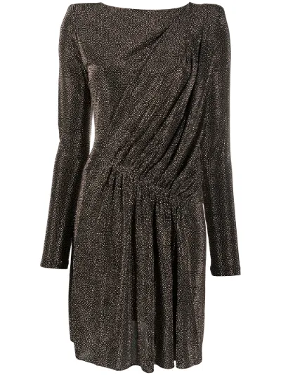 draped metallic padded-shoulder dress 