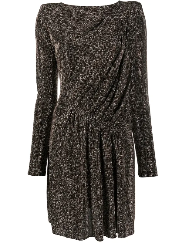 saint laurent metallic dress Saint Laurent Draped Metallic padded-shoulder Dress | Black
