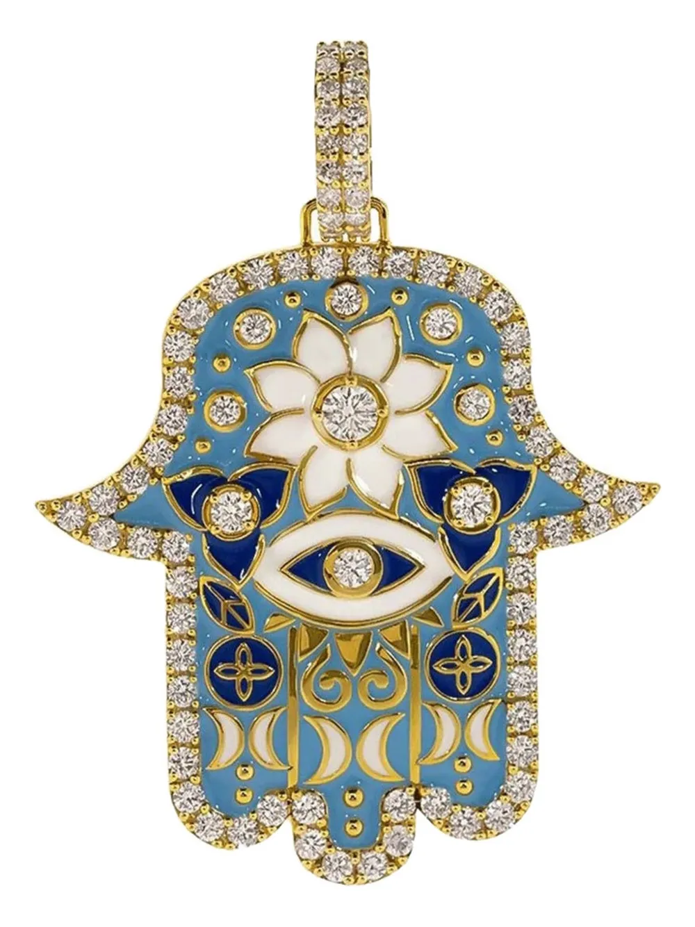 BUDDHA MAMA 20K yellow gold large Hamsa diamond pendant - Oro