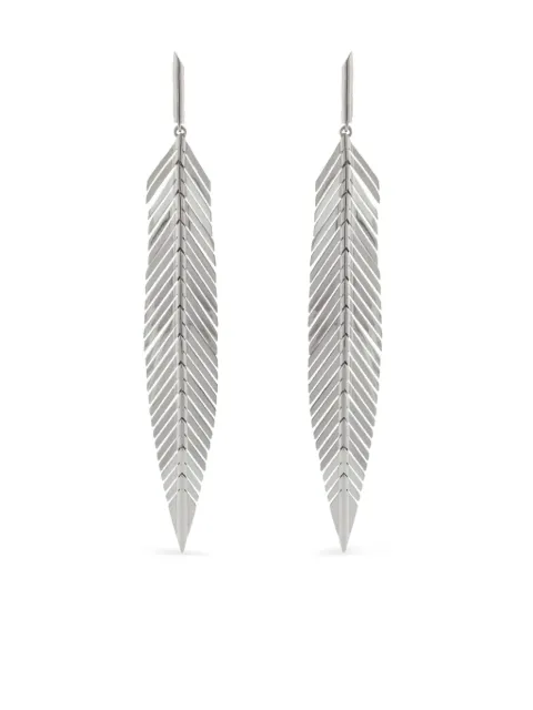 Cadar 18kt white gold Feather earrings