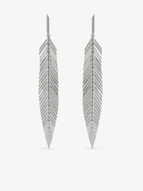 Cadar 18kt white gold Feather earrings