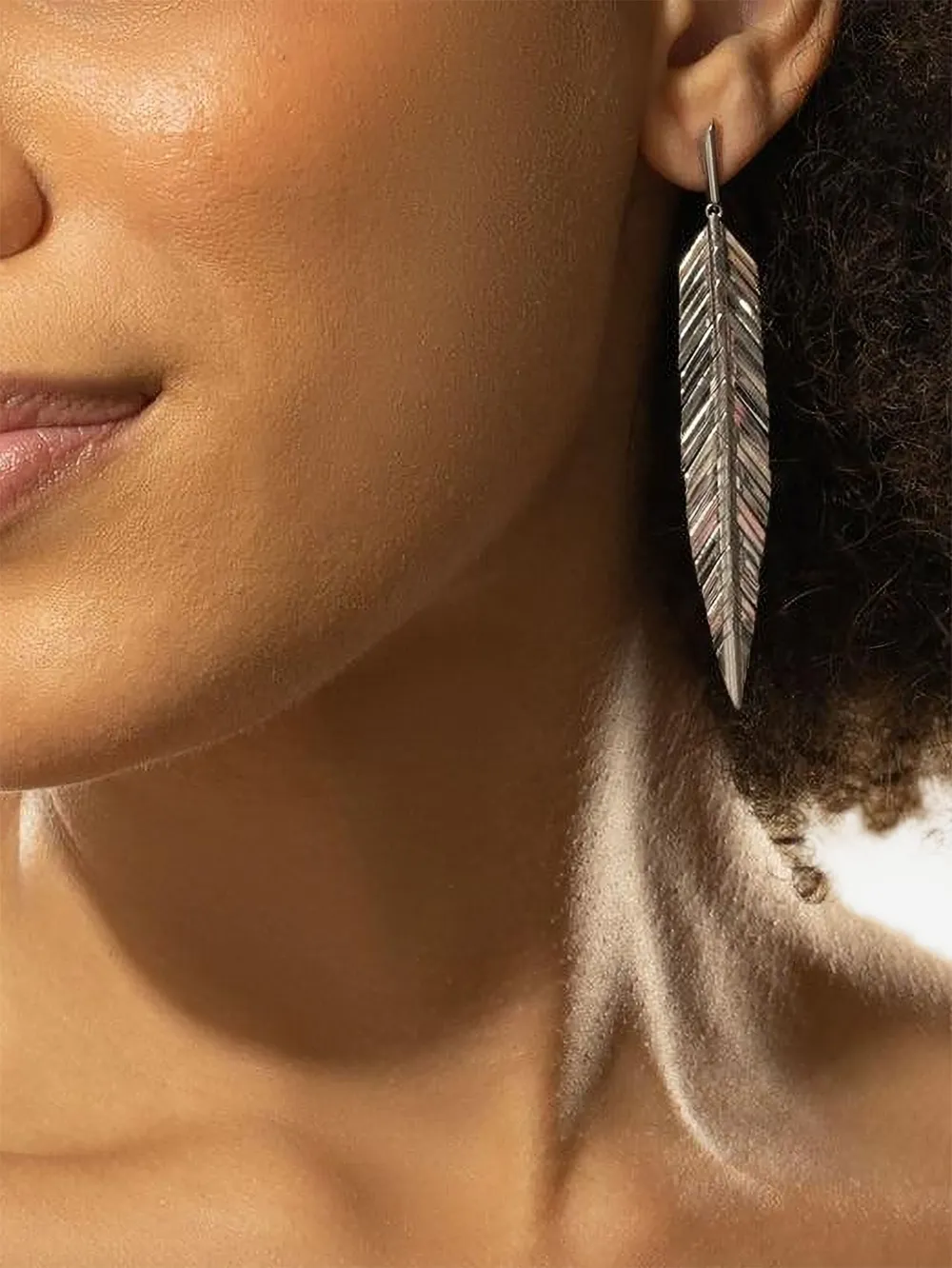  Cadar 18kt White Gold Feather Earrings   Silber 