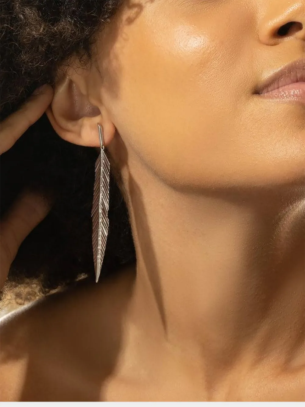  Cadar 18kt White Gold Feather Earrings   Silber 