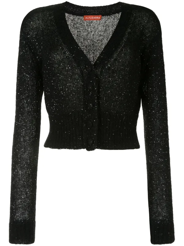long black sequin cardigan