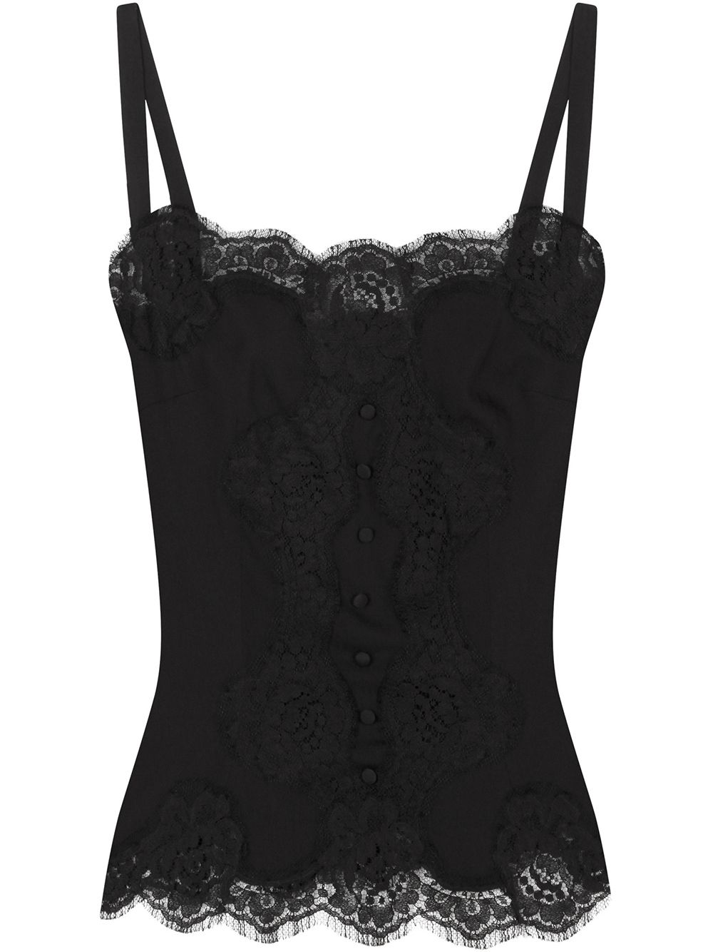 

Dolce & Gabbana lace trim silk cami - Black