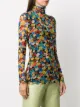 GANNI floral print mesh blouse