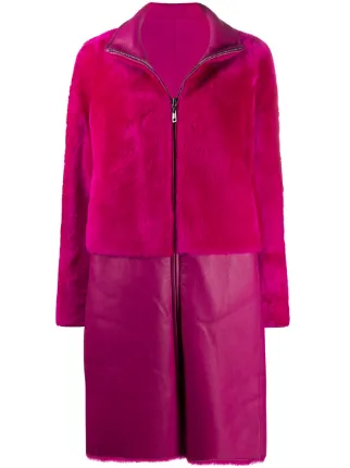 armani shearling jacket pink