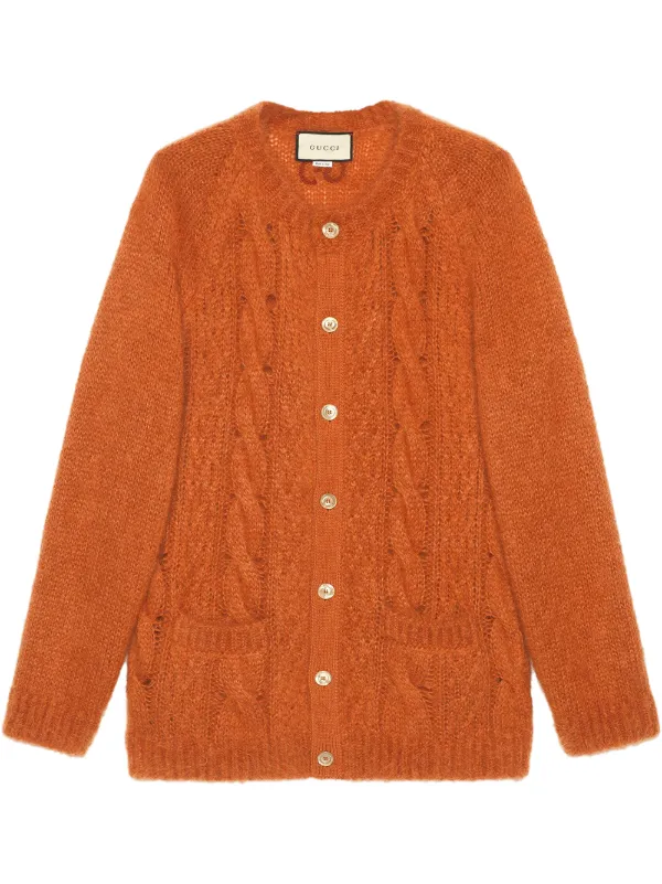 orange knit cardigan