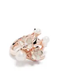 Shaun Leane Cherry Blossom diamond pearl flower ring - Pink