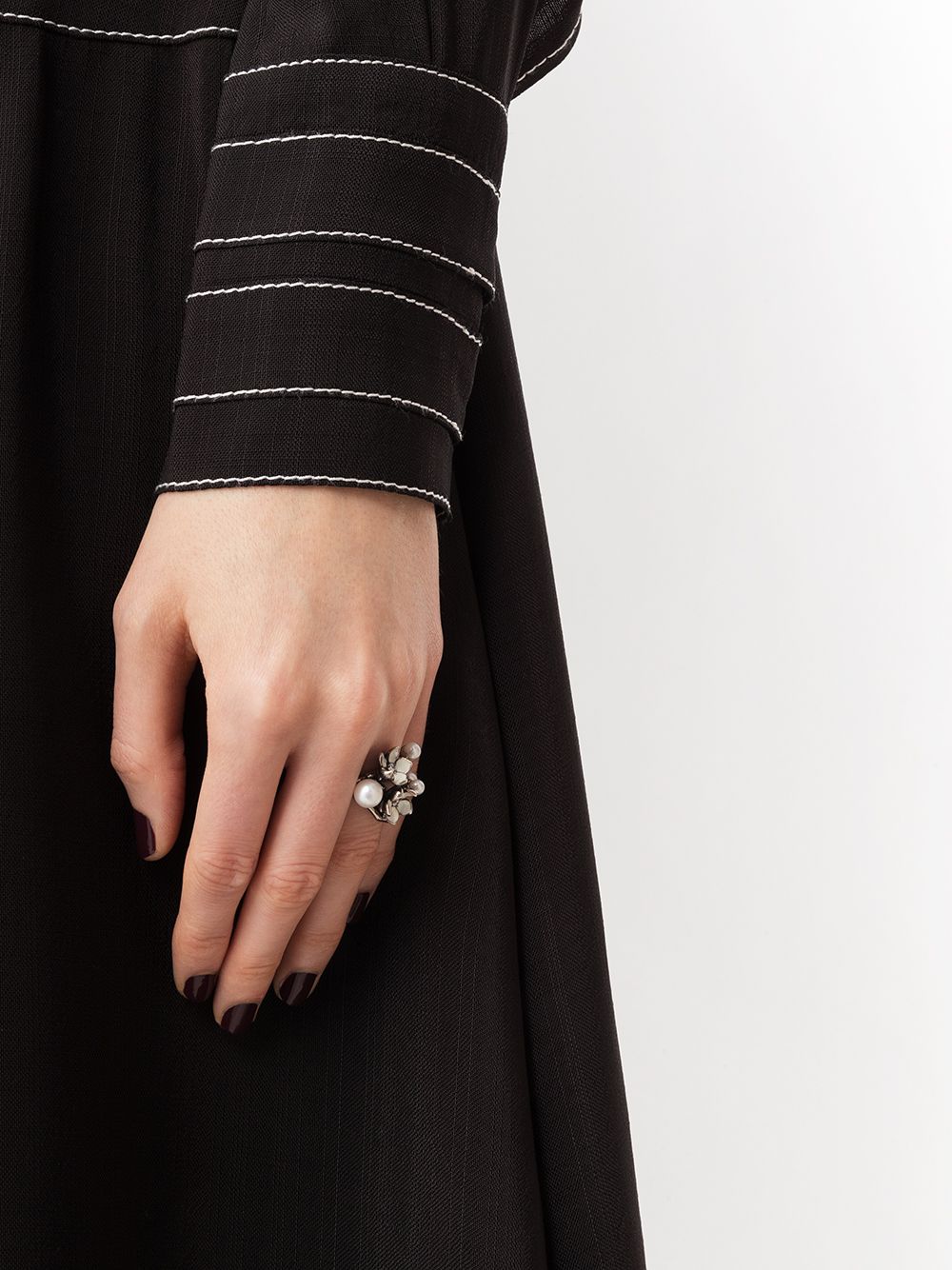 Image 2 of Shaun Leane Cherry Blossom diamond pearl ring