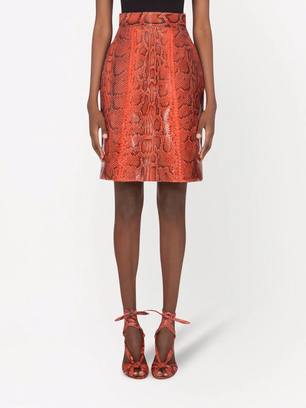  Dolce & Gabbana A Linien Rock Aus Pythonleder   Orange 