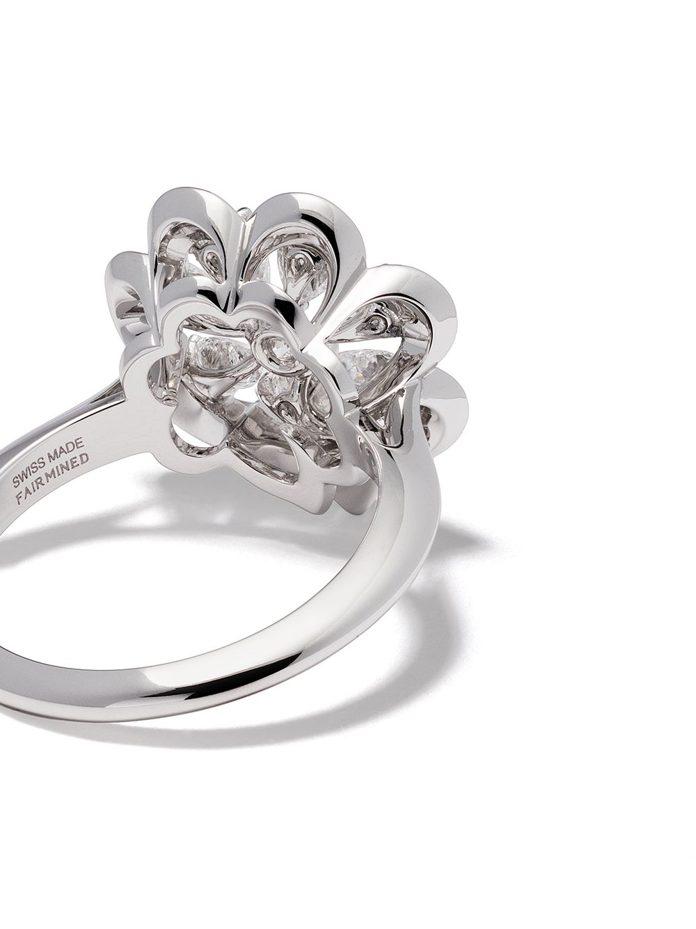 Shop Chopard 18kt White Gold Diamond Flower Ring In Silver