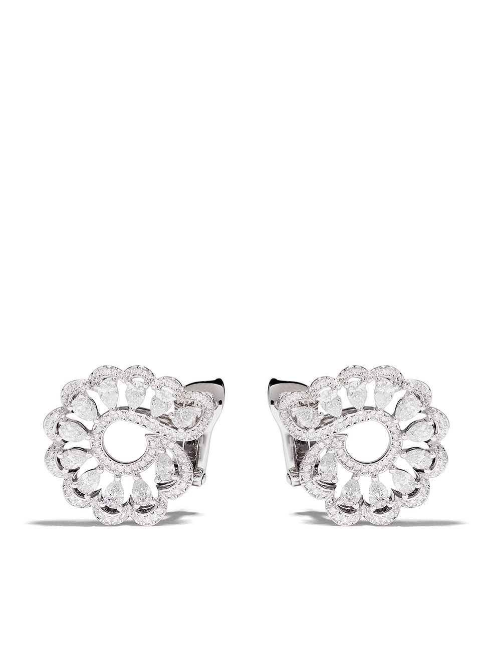 Chopard 18kt White Gold Diamond Swirl Earrings In Silver