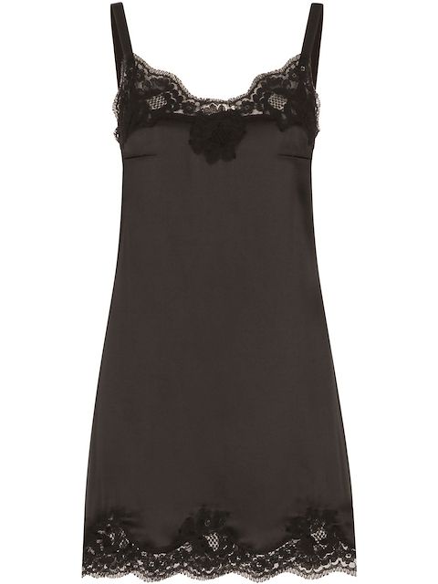 Dolce & Gabbana lace-trim silk slip dress