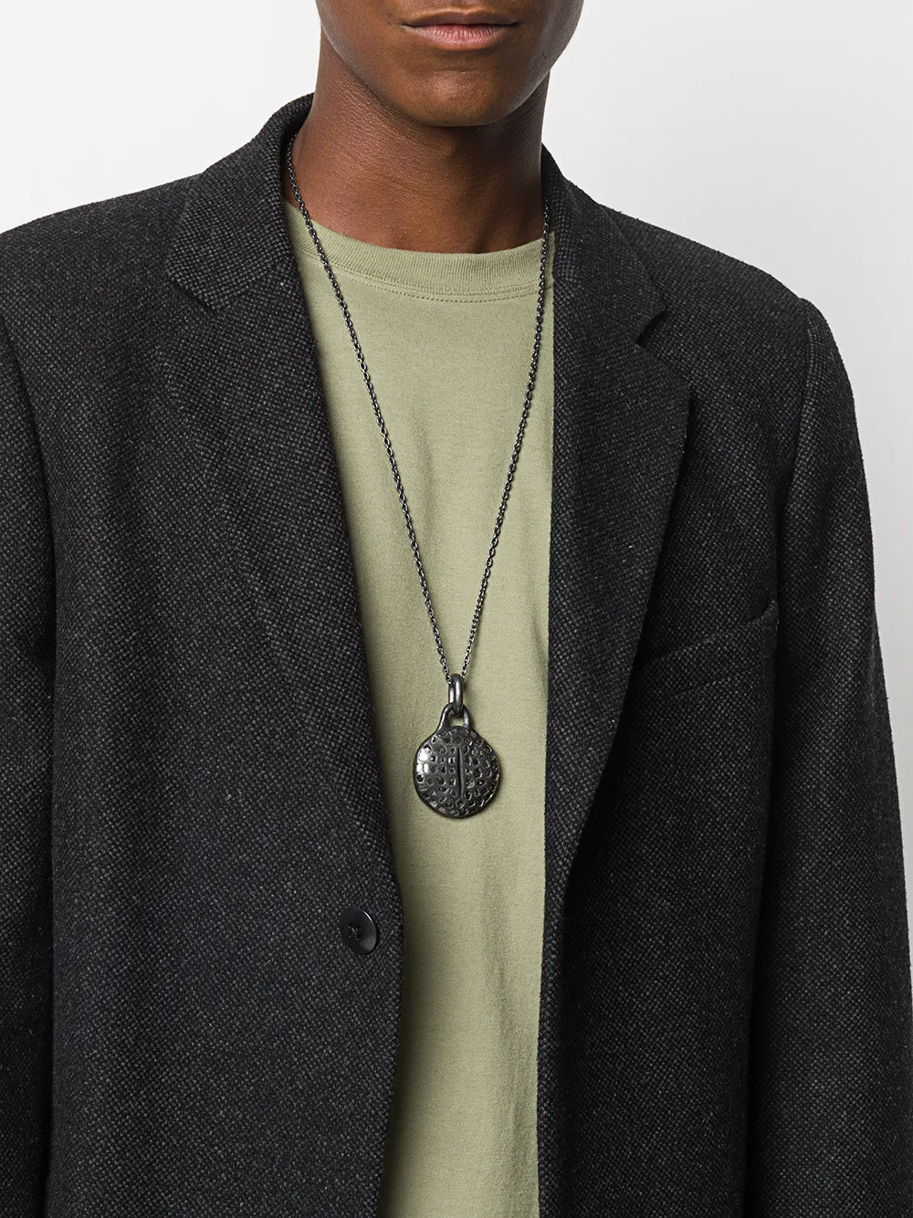 COOLSTEELANDBEYOND Medaglia Nostra Signora Di Guadalupe In Acciaio Inossidabile - Collana Uomo E Donna Con Catena 75cm, Pendente 4.5cm, Lucido E Blackened