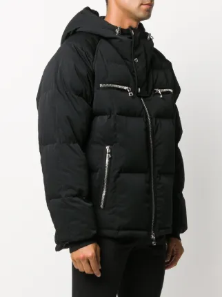 logo-print hooded puffer coat展示图