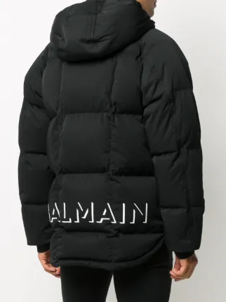 logo-print hooded puffer coat展示图