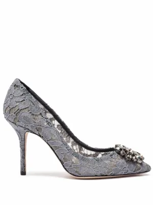 Dolce & Gabbana Lurex Lace Rainbow Pumps With Brooch Detailing