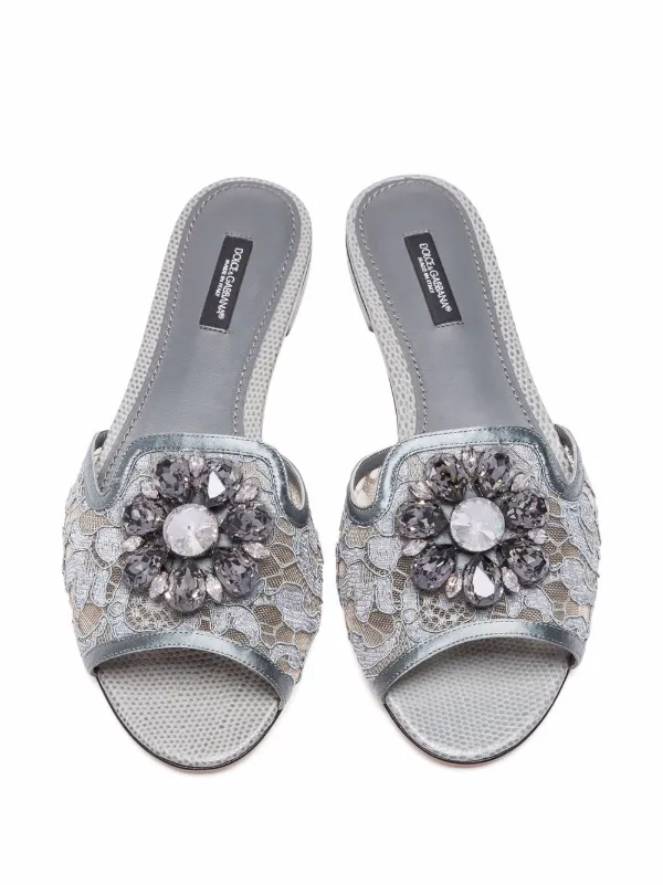 正規店買付【DOLCE & GABBANA】ブローチ サンダル Dolce & Gabbana Rainbow Lace ブローチ サンダル | グレー