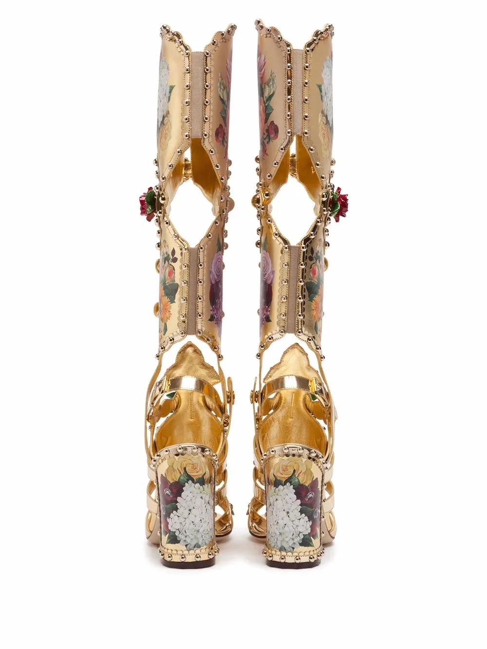 Dolce & Gabbana Gladiator sandalen met bloemenprint Goud