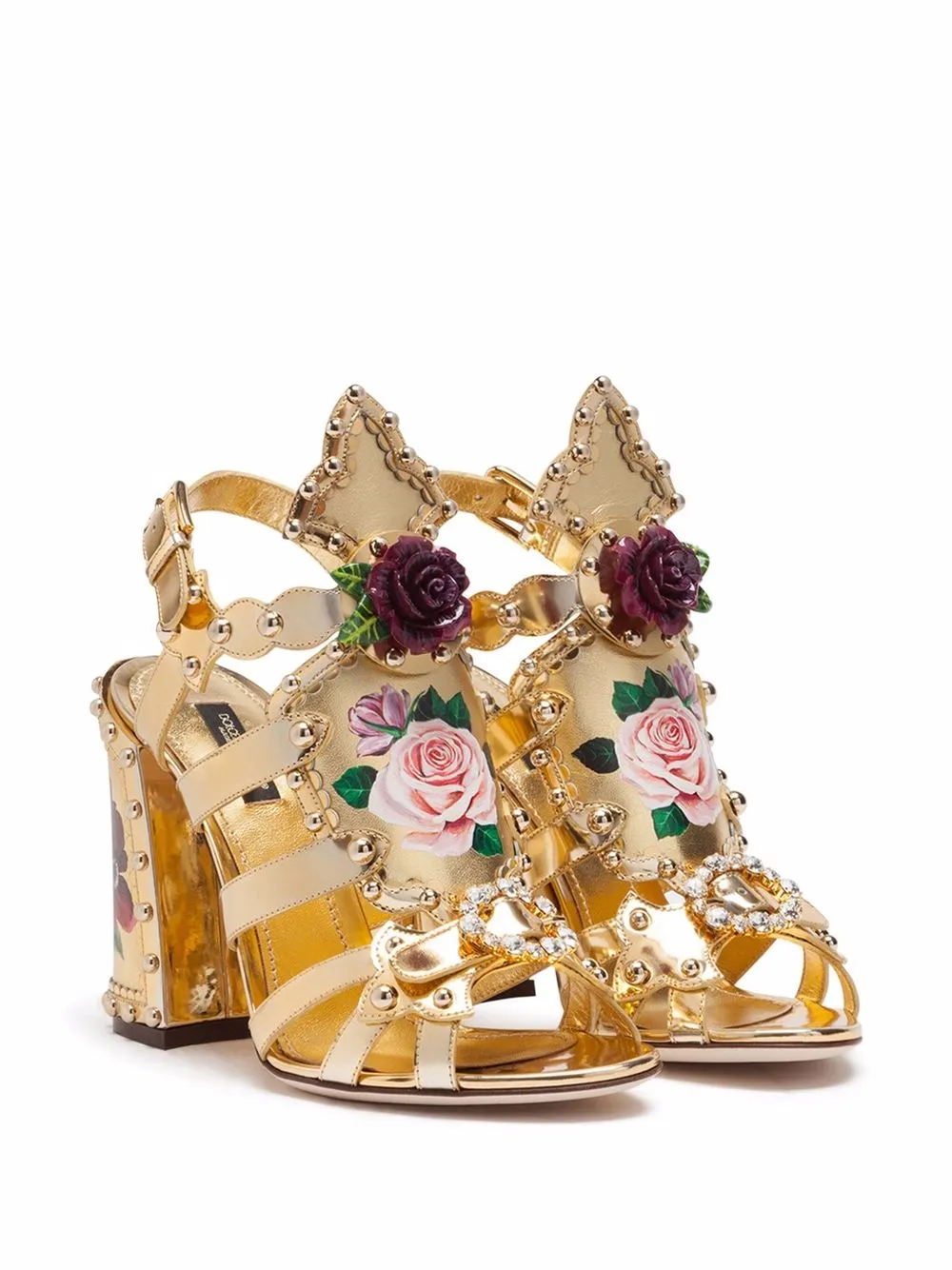 Dolce & Gabbana Gladiator sandalen met bloemenprint Goud