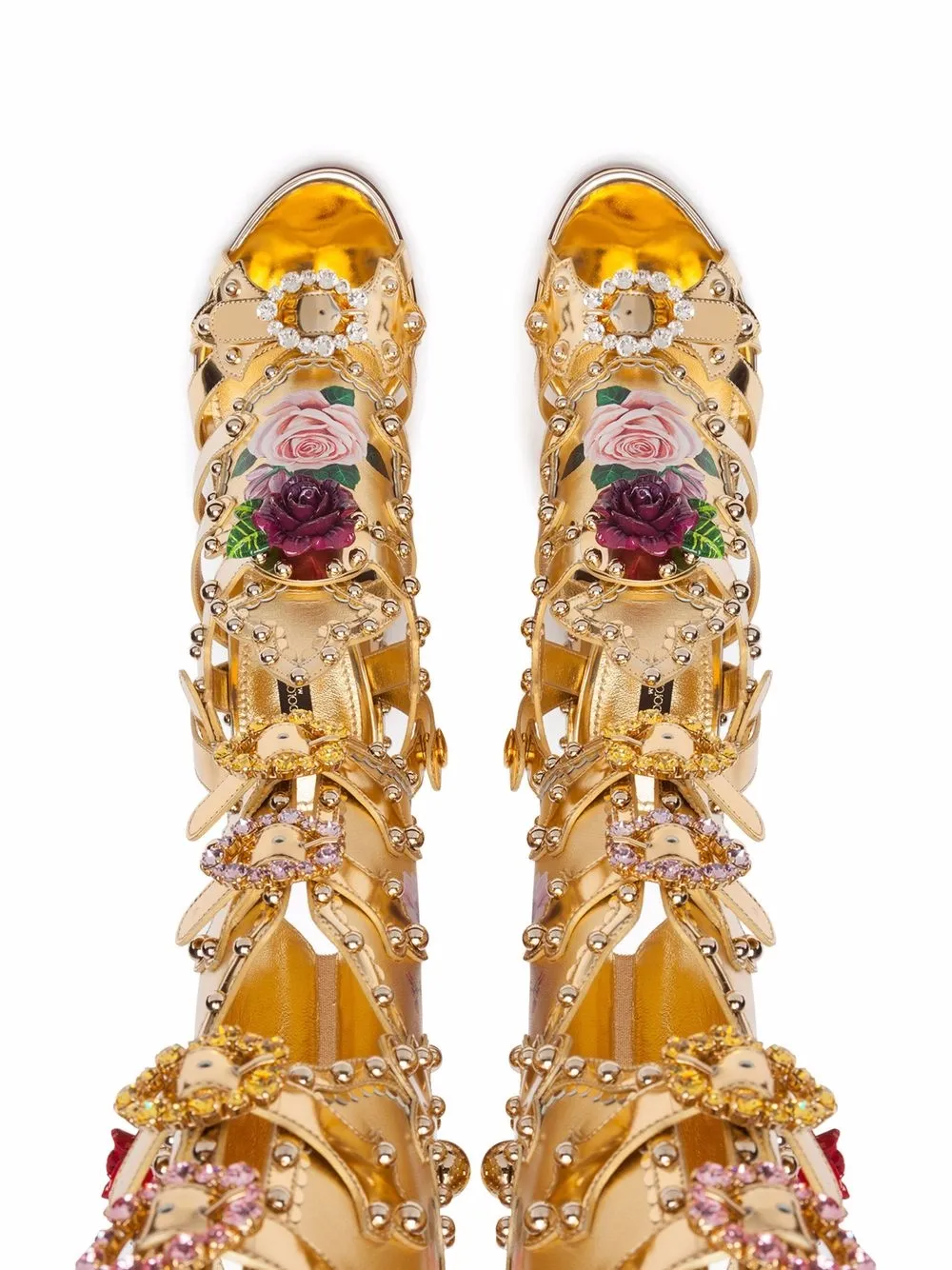 Dolce & Gabbana Gladiator sandalen met bloemenprint Goud