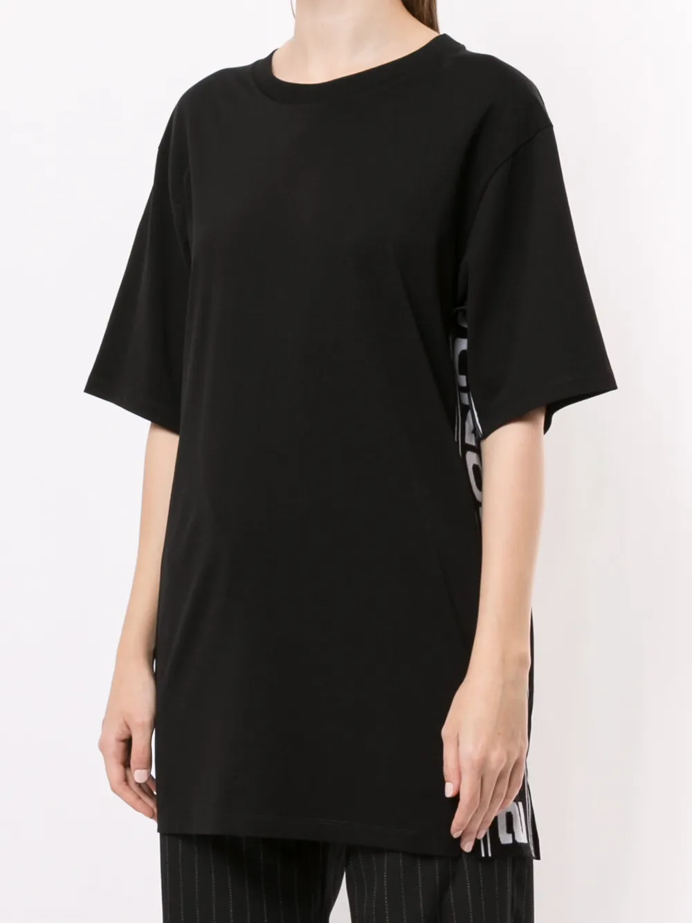 Stella Mccartney Logo-stripe Oversized T-shirt In Black