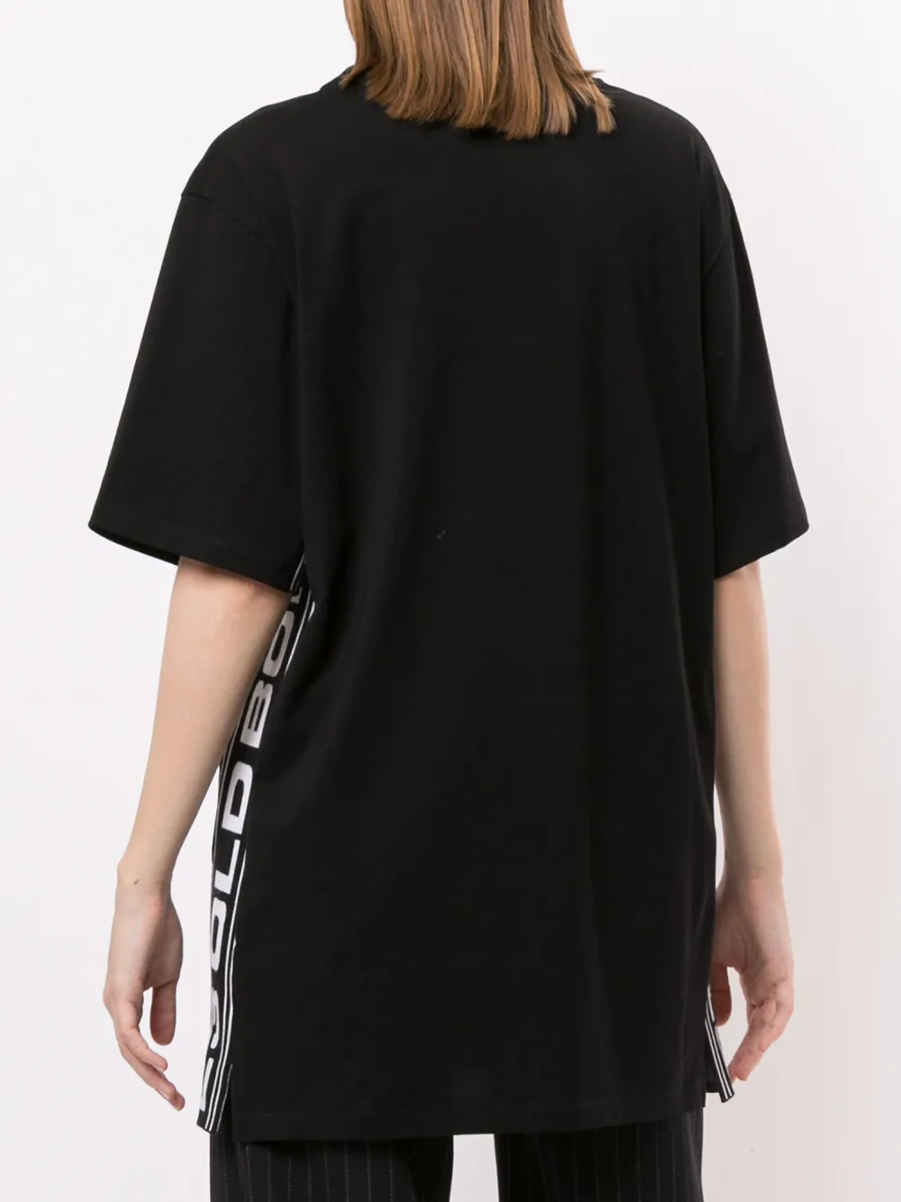 Stella Mccartney Logo-stripe Oversized T-shirt In Black
