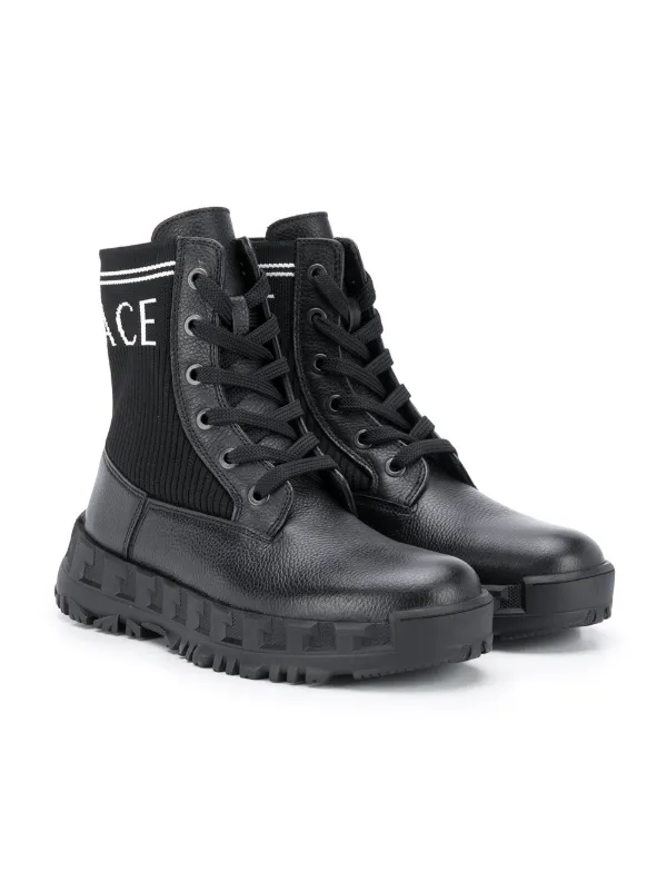 kids black combat boots