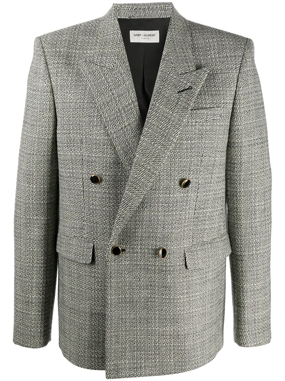 Saint Laurent deconstructed check double-breasted blazer | Neutrals | Image 1