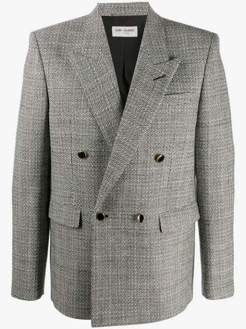 Saint Laurent deconstructed check double-breasted blazer