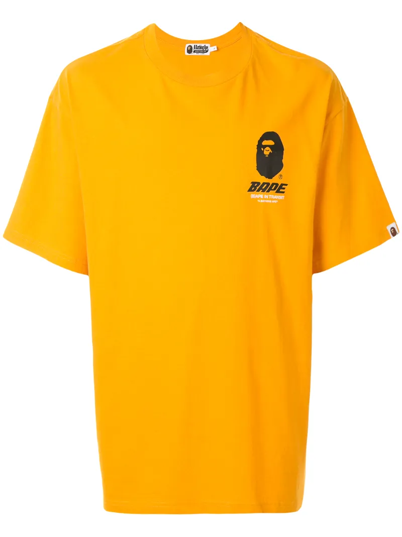A Bathing Ape Graphic-print Crew Neck T-shirt In Yellow