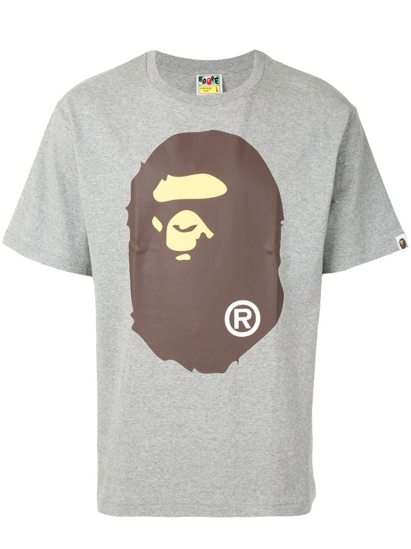 A Bathing Ape Graphic-print Crew Neck T-shirt In Grey