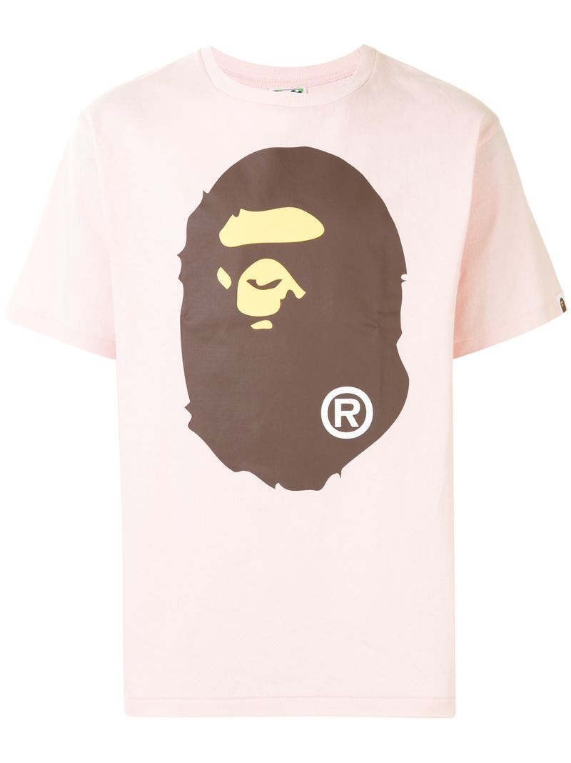 A Bathing Ape Graphic-print Crew Neck T-shirt In Pink