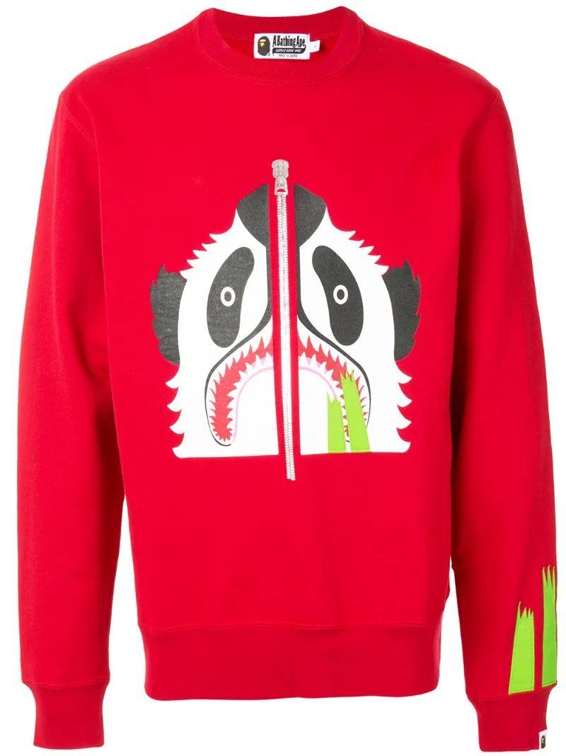 A Bathing Ape Sweatshirt Mit Panda-print In Red