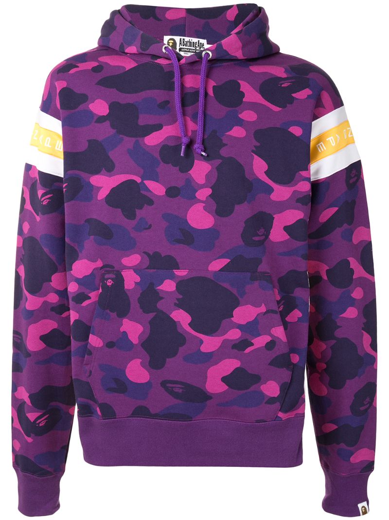 A Bathing Ape Camouflage-print Drawstring Hoodie In Purple