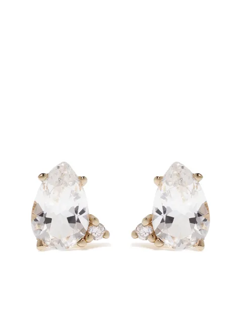 Mizuki aretes Sea of Beauty en oro amarillo de 14kt con topacio blanco y diamante