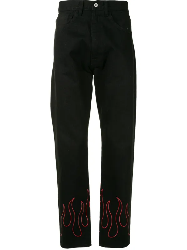 black and white flame jeans