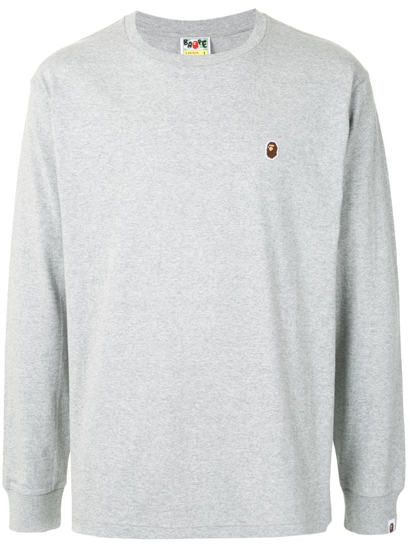 A Bathing Ape Embroidered Logo T-shirt In Grey