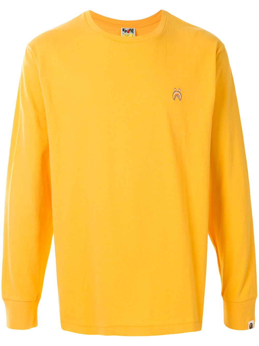 A Bathing Ape Long Sleeve Shark One Point T-shirt In Yellow