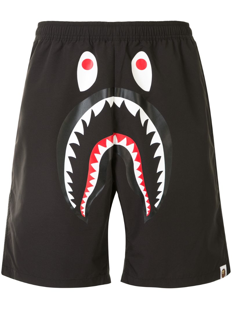 A Bathing Ape Shark Print Bermuda Shorts In Black