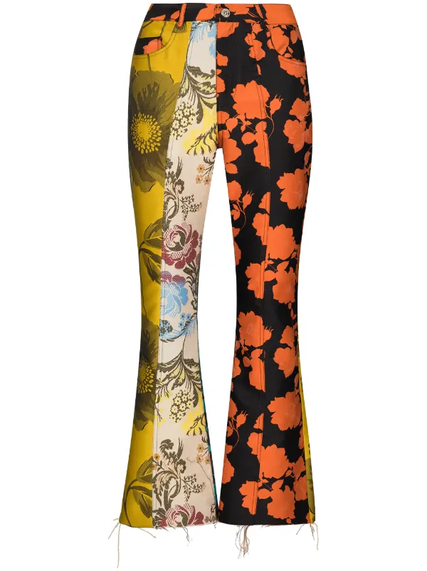 yellow flared trousers