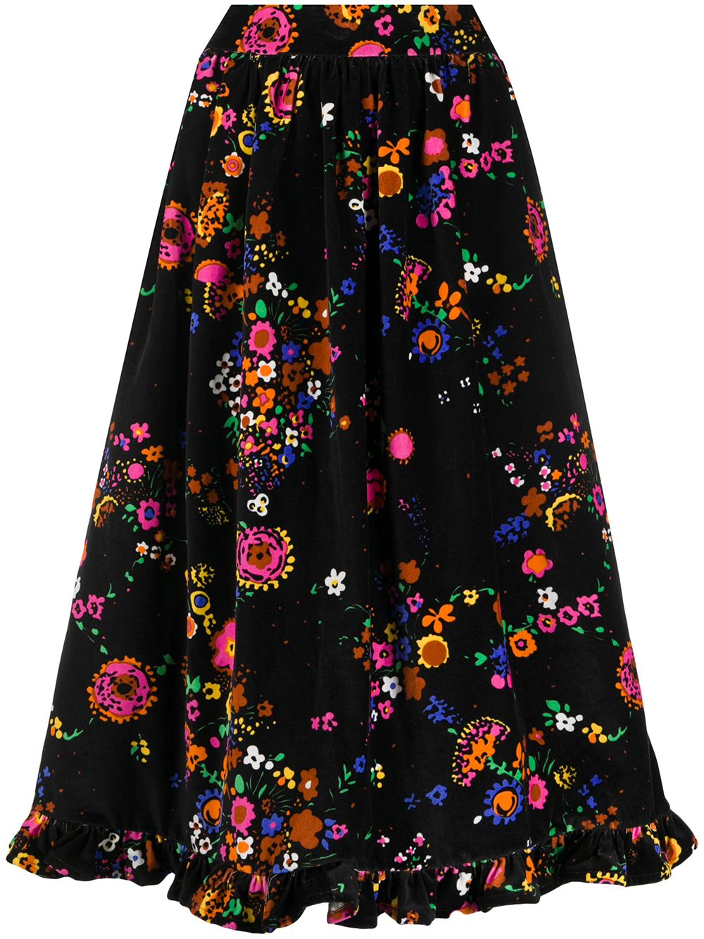 фото Shrimps бархатная юбка а-силуэта с цветочным узором
