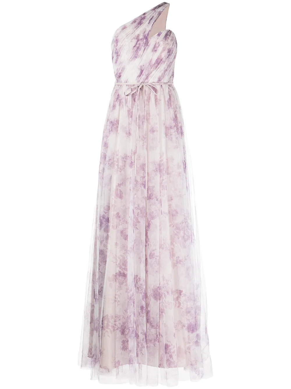 

Marchesa Notte Bridesmaids floral-print one-shoulder tulle gown - Purple