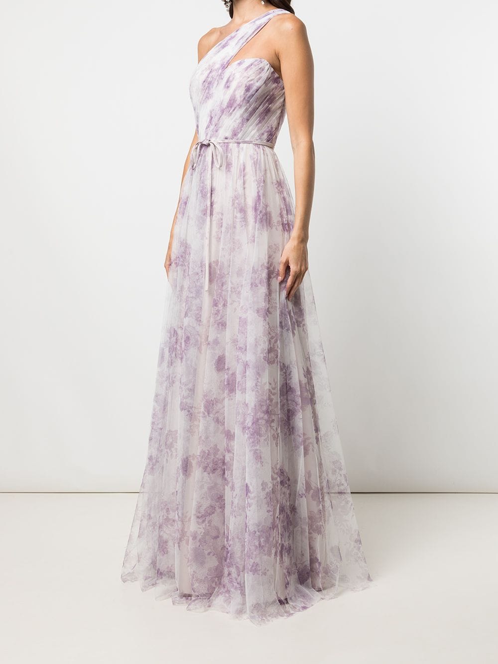 Marchesa Notte Bridesmaids floral-print one-shoulder gown - FARFETCH