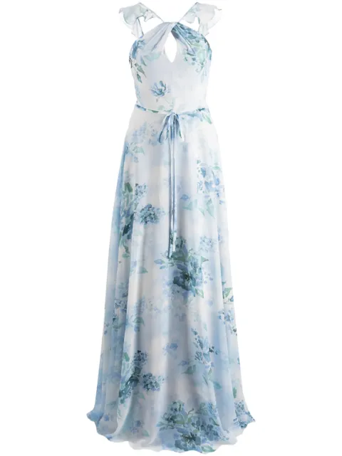 Marchesa Notte Bridesmaids floral-print cut-out gown