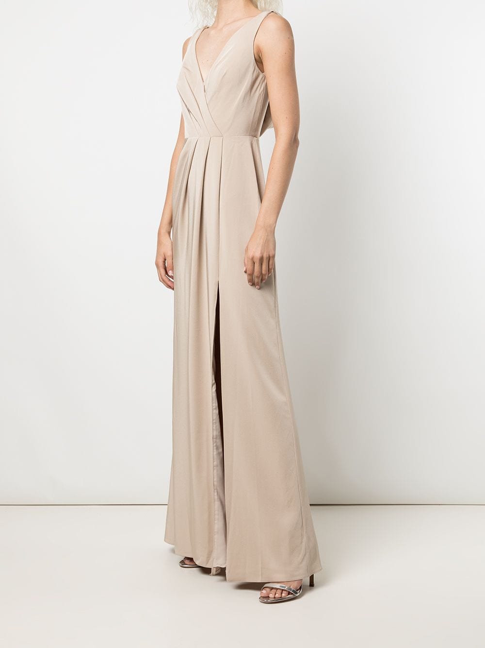 Shop Marchesa Notte Bridesmaids Cowl-effect Floor-length Gown In Braun